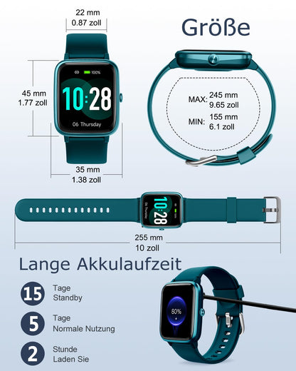 GRV FC1 Smartwatch mit Telefonfunktion und 1.85 Zoll HD-Display