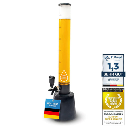 GOODS+GADGETS Bierzapfanlage Biersäule 3,5 L Getränkespender, turmförmige Bauweise mit Zapfhahn