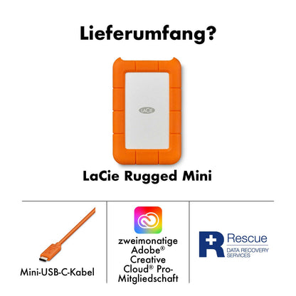LaCie Rugged Mini 1TB tragbare externe Festplatte, 2.5 Zoll, USB-C