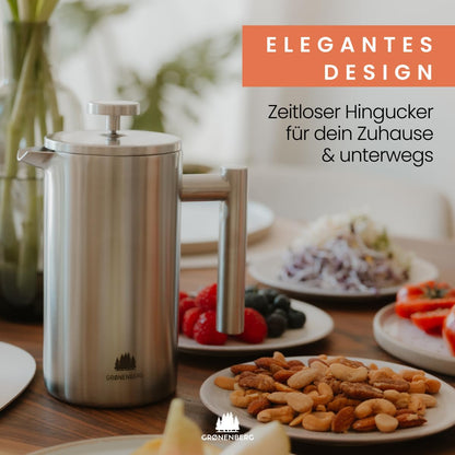 Groenenberg French Press Edelstahl Thermo Kaffeebereiter bis 1 Liter