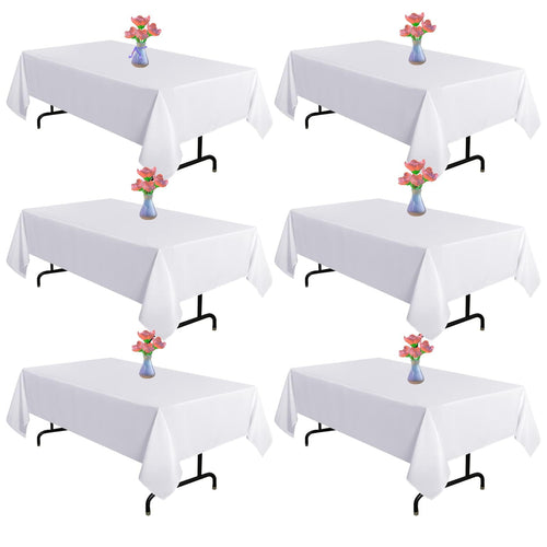 Vnituasr Tischdecke weiss rechteckig 153×260 cm, 6er-Pack Polyester für Hochzeiten, Partys und Buffets