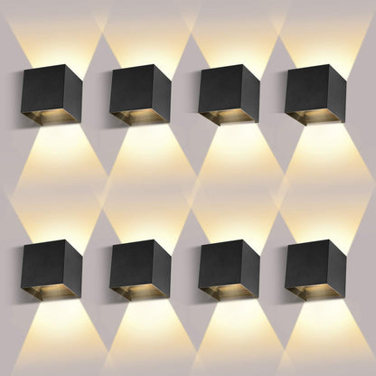 ledmo 8er-Set LED Wandleuchte 12W Innen/Aussen Schwarz Warmweiss IP65. Acht schwarze 12W Warmweiss-LEDs, IP65 für Innen/Aussen.