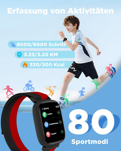 BIGGERFIVE BRAVE 2 Kinder-Smartwatch, IP68, Puls, Schlafmonitor