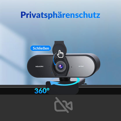 NEWORK EasyCam 502 Webcam 4K mit Dual-Autofokus und USB-A