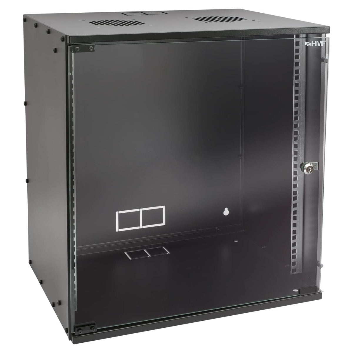 HMF 65712-02 Netzwerkschrank 19 Zoll - 12 HE 400mm Tiefe Schwarz. Dient der geordneten Aufnahme von 19-Zoll-Netzwerkkomponenten.