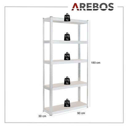 Arebos Schwerlastregal 2er Set, Steckregal 180x90x30 cm, 875 kg