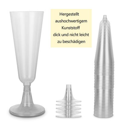 JMIATRY Sektgläser aus Kunststoff, transparent, 150 ml, 100 Stück