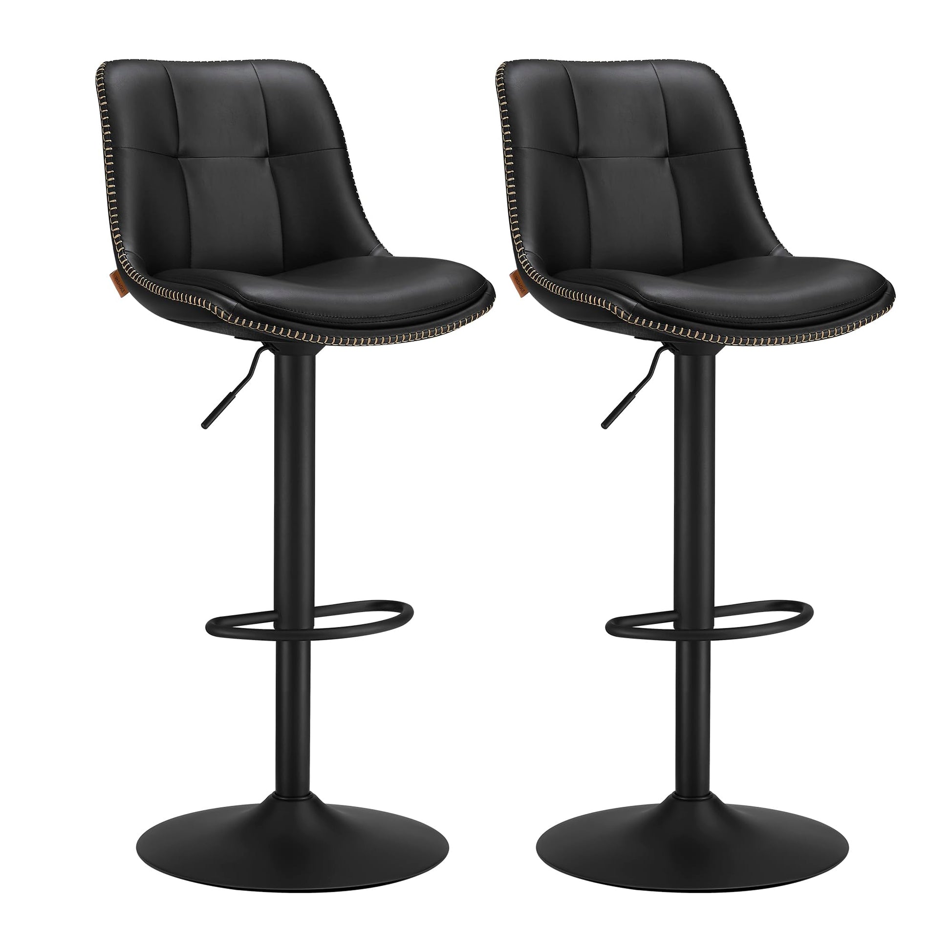 VASAGLE LJB095B01 Barhocker – 2er Set, höhenverstellbar, tintenschwarz. Zwei runde, tintenschwarze Barhocker mit Fußstütze, ideal für hohe Tische.