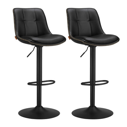 VASAGLE LJB095B01 Barhocker – 2er Set, höhenverstellbar, tintenschwarz. Zwei runde, tintenschwarze Barhocker mit Fußstütze, ideal für hohe Tische.