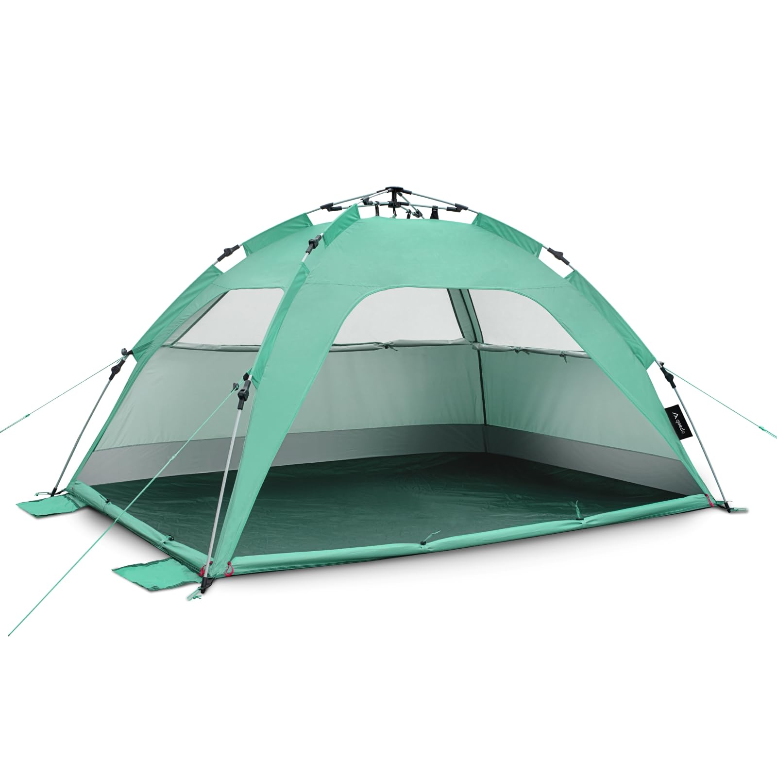 qeedo Quick Palm Strandmuschel – Leichtes Quick-Up UV80 Zelt. Kompaktes, halboffenes Zelt für schnellen UV80-Sonnenschutz und Windschutz am Strand.