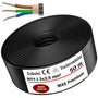 MAS Premium NYY-J 3x2,5 mm² Erdkabel Starkstromkabel - 50m. Schwarzes, aufgerolltes Kabel zur festen Verlegung im Erdreich oder Freien.