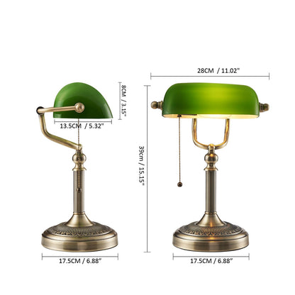 Newrays Bankers Schreibtischlampe – grünes Glas, Zugkette