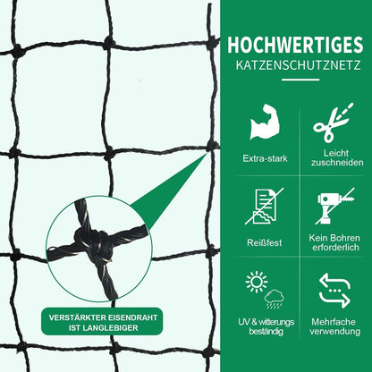 Tatamiyya Katzennetz für Balkon 6x3 m, drahtverstärkt, schwarz