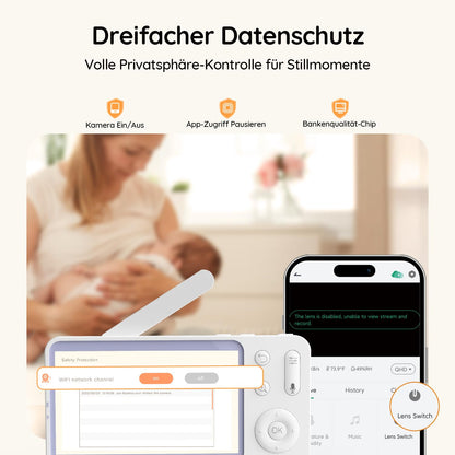 BOIFUN Babyphone mit Kamera 2K, 5 Zoll Monitor, WLAN und App