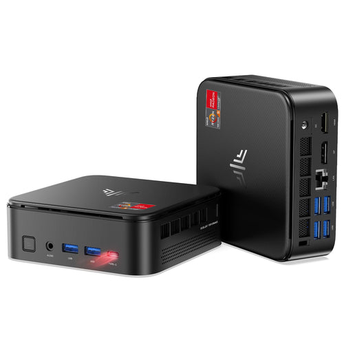 NiPoGi E3B Mini PC - AMD Ryzen 5 7430U, 16GB RAM, 512GB SSD. Schwarzer Kompakt-PC für Büro und Multimedia.