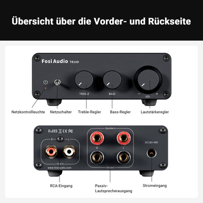 Fosi Audio TB10D 600W 2-Kanal Mini HiFi Stereo Verstärker