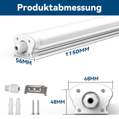 JESLED LED Feuchtraumleuchte 120cm 30W IP65 - 4er Set Neutralweiss