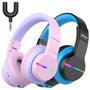 iClever BTH12 Kinder-Kopfhörer Bluetooth Over-Ear mit LED, 2er-Pack – farbige LED-Leuchten und gepolsterte Ohrpolster