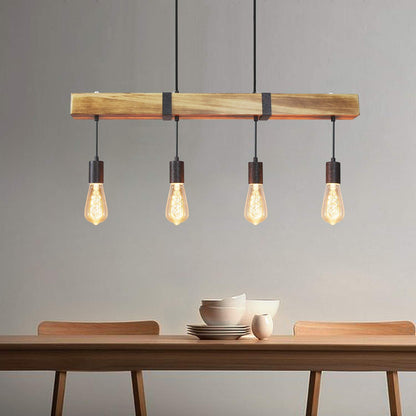 GBLY Vintage Pendelleuchte Holz Esstischlampe - 80cm Holzbalken