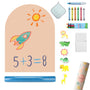 Mithreel Magnettafel Kinder Bogenform – Sandfarben 120x60cm. Sandfarbene, bogenförmige Magnettafel (120x60cm) für Notizen und Zeichnungen.