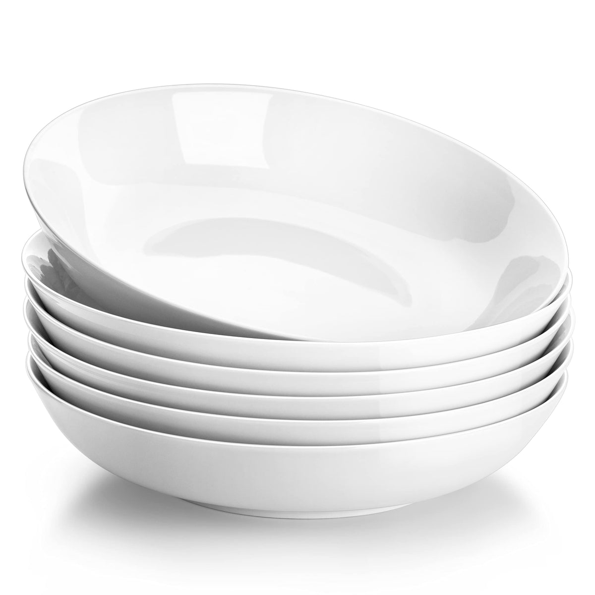 MALACASA Regular Pastateller Set 6-teilig, cremeweisse runde Porzellanteller