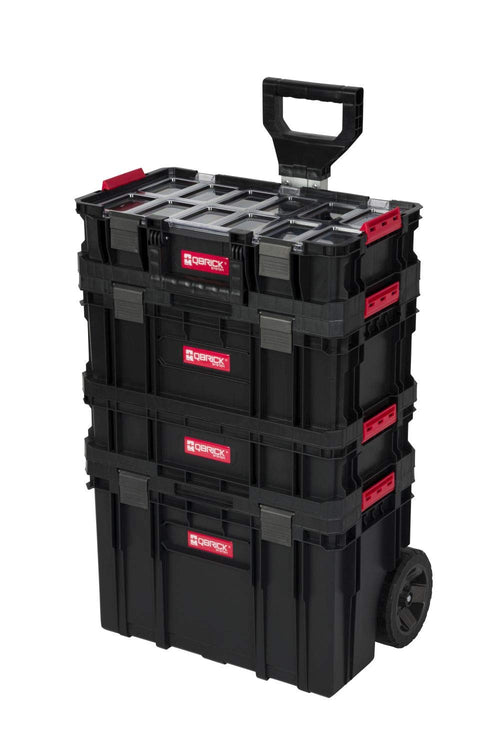 Q-Brick Mobiler Werkzeugtrolley Werkstattkoffer Set – XL. Schwarzes Modulsystem. Für Werkzeugtransport und -lagerung.