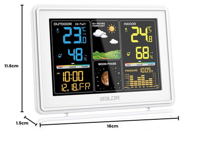 BALDR Funkwetterstation 359V2-WH mit Aussensensor und Farbdisplay