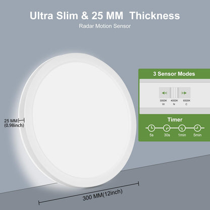 LEZOE LED Deckenleuchte mit Bewegungsmelder, dimmbar, 24W, IP54