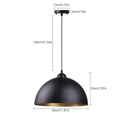 FRIDEKO HOME Pendelleuchte Vintage 2er-Set E27 schwarz-gold Ø30cm