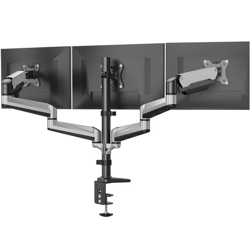 HUANUO Monitor Halterung 3 Monitore – 17-32 Zoll Bildschirme. Schwarz, mit VESA-Armen.