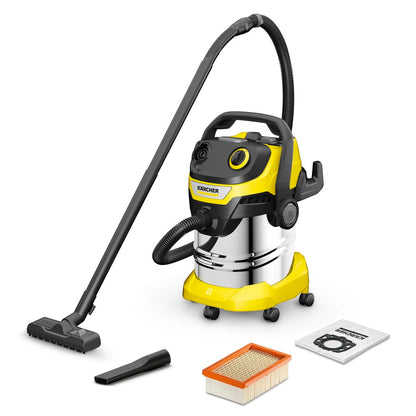 Kärcher WD 5 S V-25/5/22 Nass-Trockensauger - 25l Edelstahl. Zylindrischer, silberner Sauger für die Nass- und Trockenreinigung.