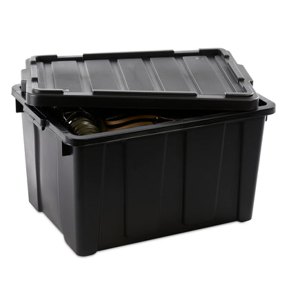 Iris Ohyama Aufbewahrungsbox 68 L mit Deckel, 4er-Set, Rot, stapelbar