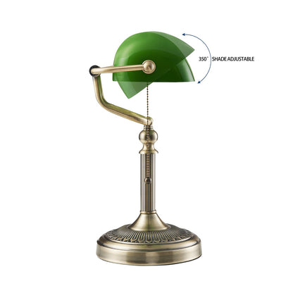 Newrays Bankers Schreibtischlampe – grünes Glas, Zugkette