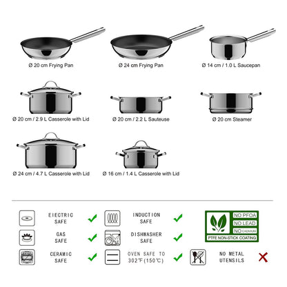 Amazon Basics 11-tlg. Kochgeschirr-Set Edelstahl Induktion