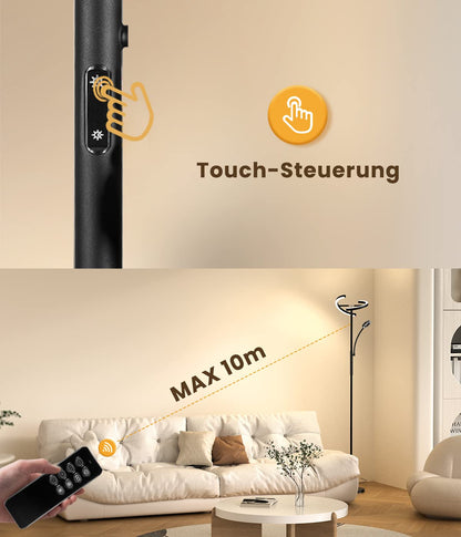ANTENLICHT KAKA LED Stehlampe – Schwarz, Dimmbar Deckenfluter Leselicht