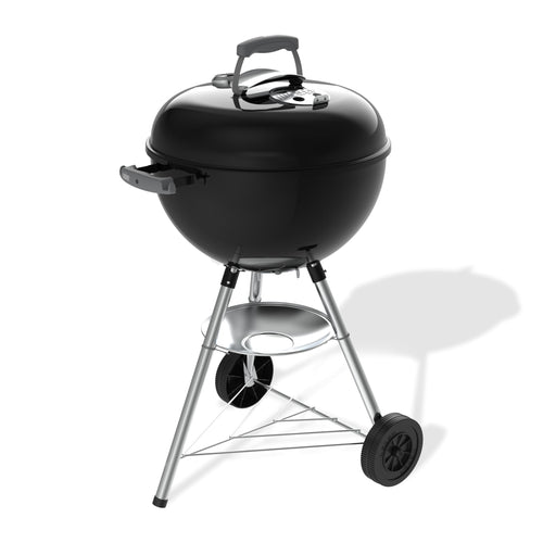 Weber Bar-B-Kettle Holzkohlegrill 47 cm mit Thermometer schwarz, Kugelgrill mit Deckel und Dreibein-Ständer auf Rädern