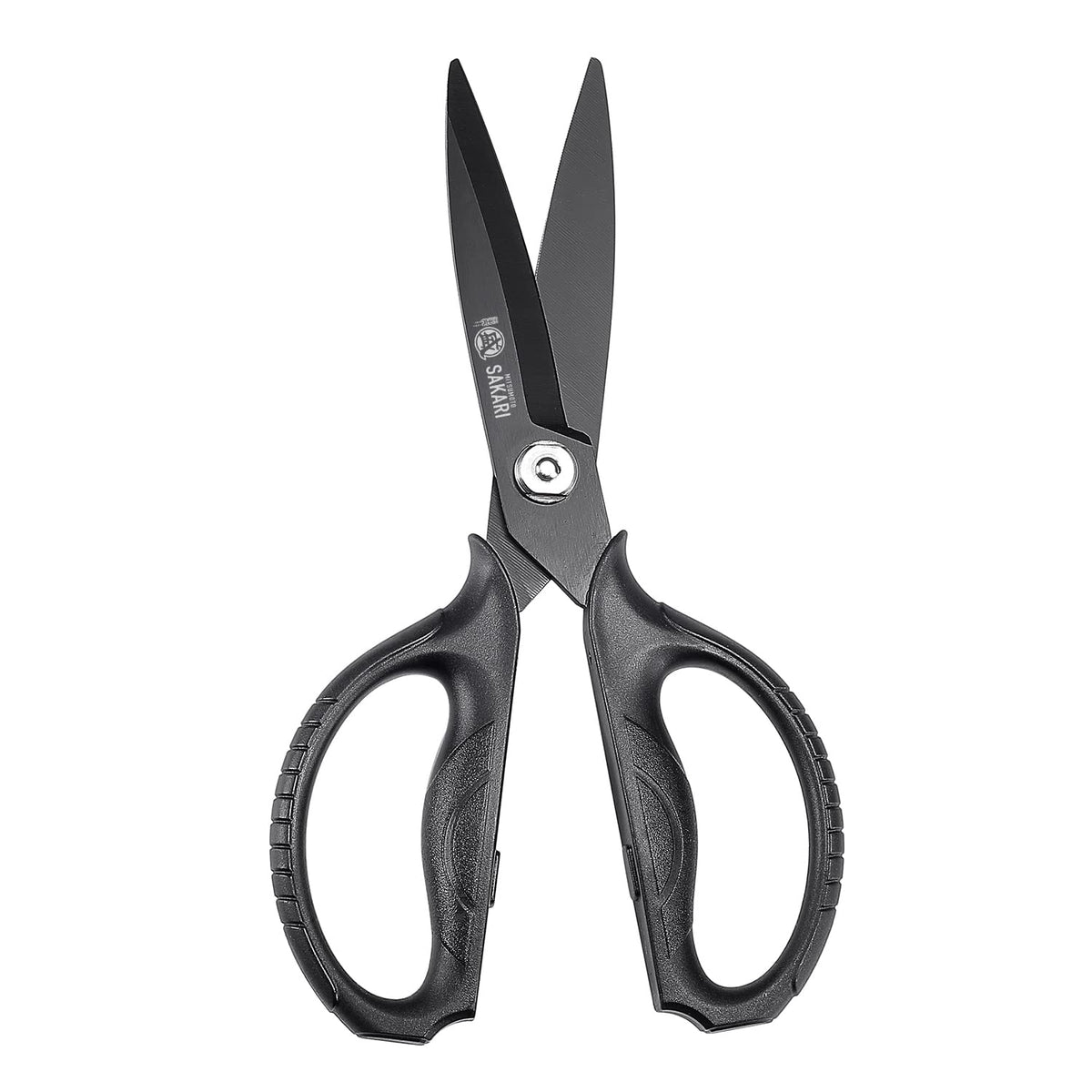 MITSUMOTO SAKARI Japanische Küchenschere, schwarz titanbeschichtet, ergonomischer Griff