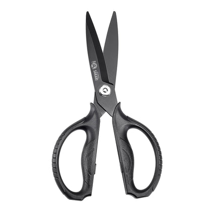 MITSUMOTO SAKARI Japanische Küchenschere, schwarz titanbeschichtet, ergonomischer Griff