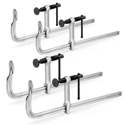 KRETLAW Schraubzwingen 4er-Set, F-Klemmen 300 mm, geschmiedeter Stahl, verchromt, für Schweiss- und Holzarbeiten