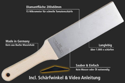 Schmiedeglut Diamantleder Essential Abziehleder – 6my Diamantpaste