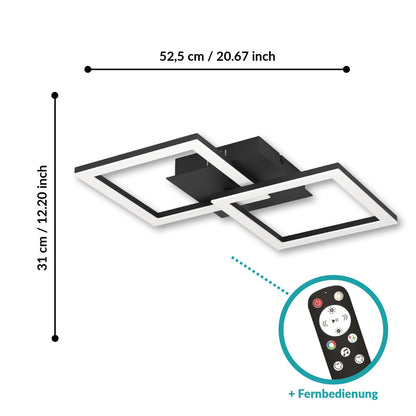 EGLO LED Deckenleuchte RGBIC mit Fernbedienung, Aluminium schwarz