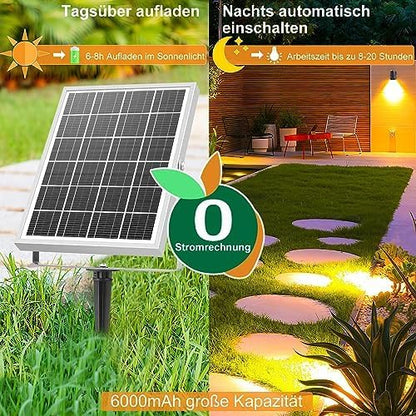 MEIKEE Solarstrahler 6er-Set mit Fernbedienung, 3 Farbtemperaturen