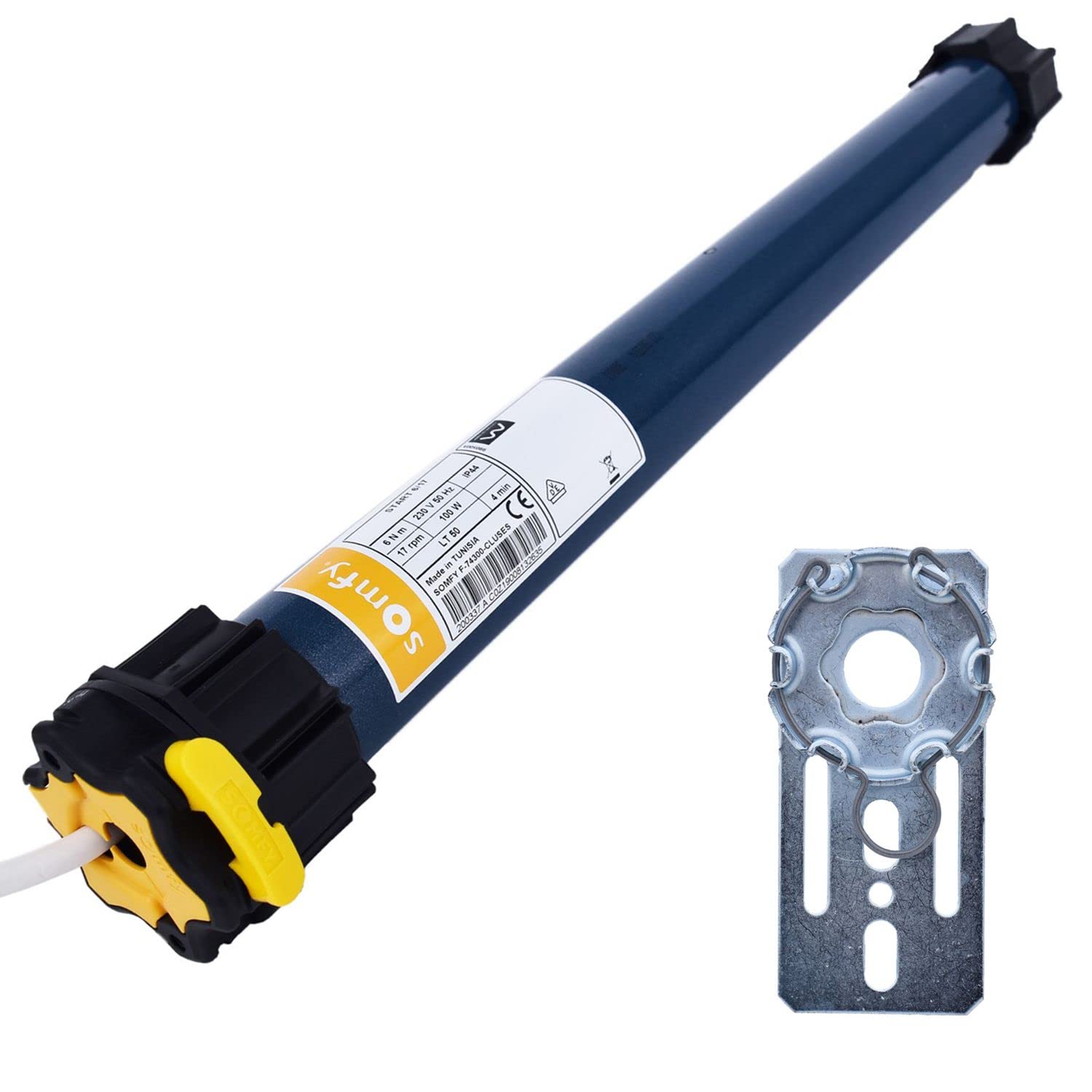 Somfy HiPro LT 50 Ceres 10/17 Rollladenmotor inkl. Adapterset SW60. Grauer Zylinder, 10 Nm, 17 U/min, für Rollladenantrieb SW60.