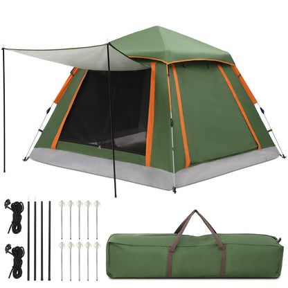 HAUSPROFI Pop Up Campingzelt - 2-3 Personen Automatik: Grünes Kuppelzelt für schnellen Aufbau. Bietet 2-3 Personen Schlafplatz im Freien.