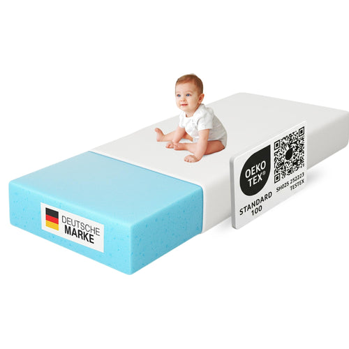 Arensberger Babymatratze Nora 60x120 cm, Gelschaum, 12 cm hoch, rechteckige Form