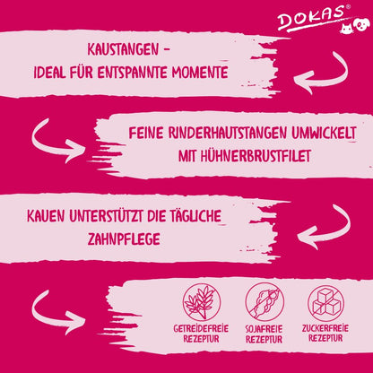 DOKAS Kaustange mit Hühnerbrust – getreidefreier Hundesnack, 9 x 200 g