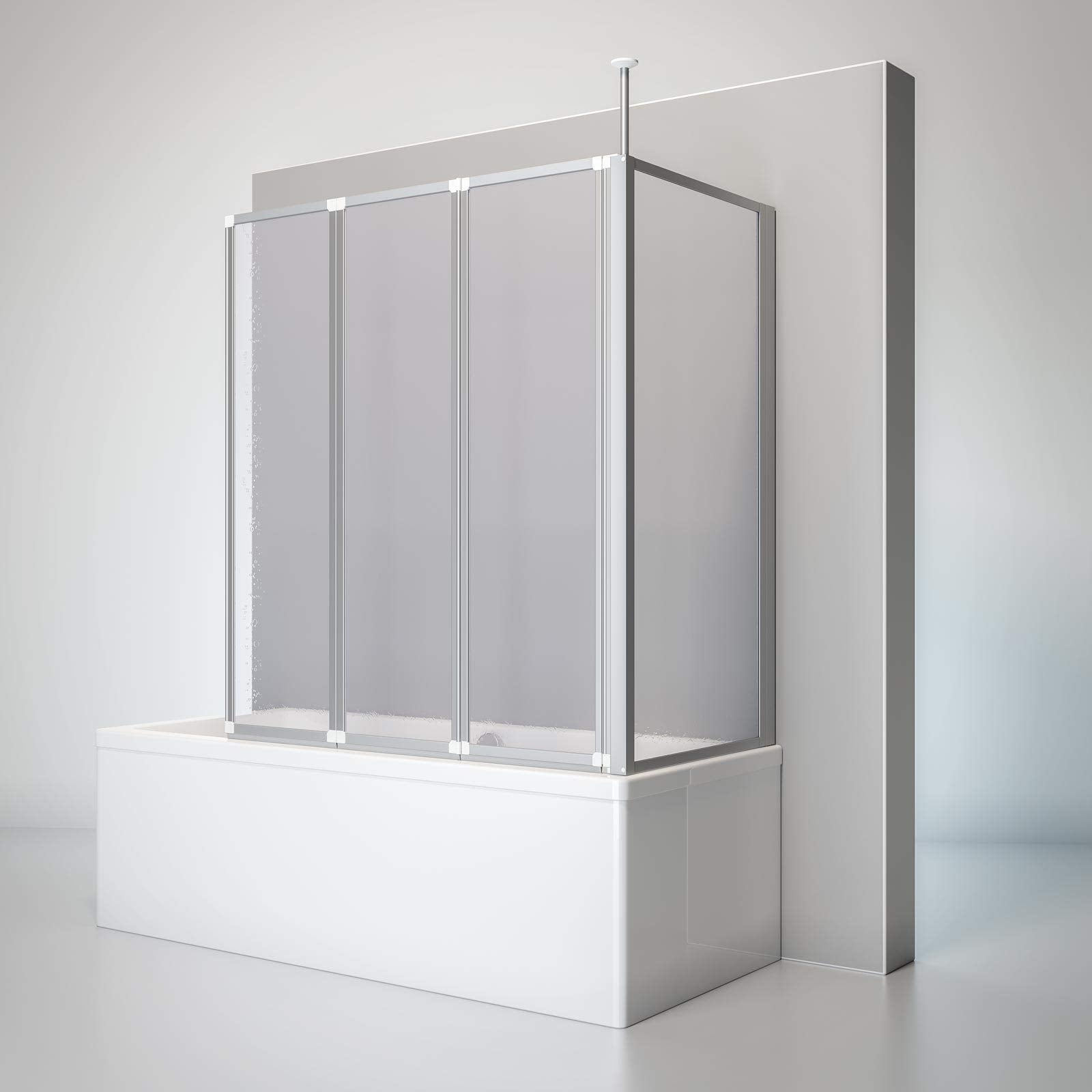 Schulte Duschwand Well Badewanne Seitenwand 3-teilig Kunstglas Tropfen. Mit Tropfenstruktur. Spritzschutz für Badewannen.