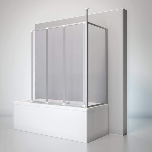 Schulte Duschwand Well Badewanne Seitenwand 3-teilig Kunstglas Tropfen. Mit Tropfenstruktur. Spritzschutz für Badewannen.