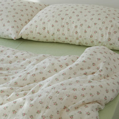 AShanlan Musselin Bettwäsche Set 135x200 cm Rosa mit Blumenmuster
