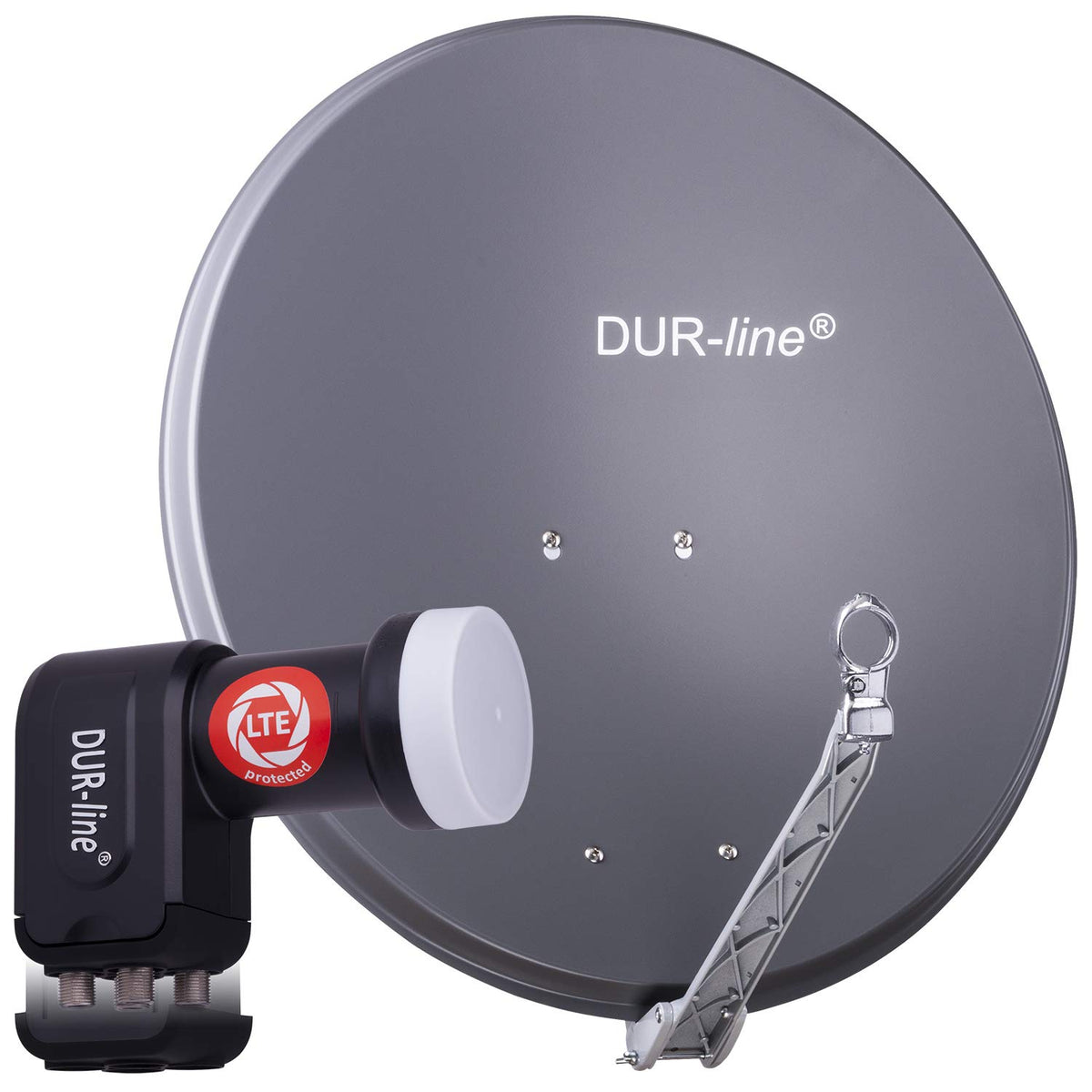 DUR-line Select 75/80cm Sat-Anlage 4 Teilnehmer Anthrazit: Anthraziter parabolischer Reflektor. Empfängt Satellitenprogramme für 4 Teilnehmer.